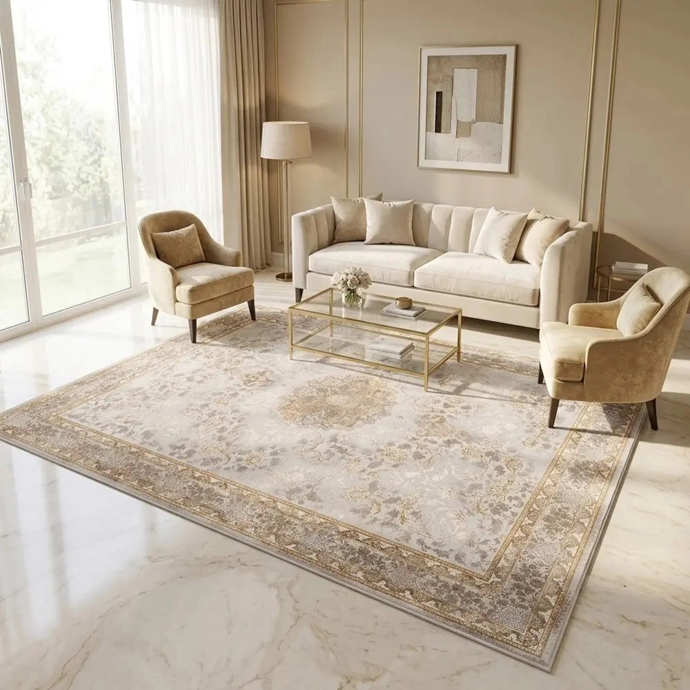 فرش ماشینی آوانته طرح 10av0260 تمام رنگ 1200 شانه گل ابریشم